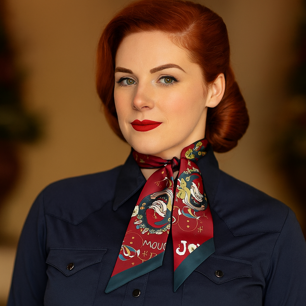 Burgundy Holiday Western Skinny Mini Wild Rag Scarf / Cowgirl Necktie  