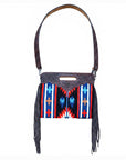 American Darling Cross Body Hand Tooled Saddle Blanket Genuine Leather