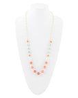 Watermelon Kiss Mint Jasper Golden Long Necklace