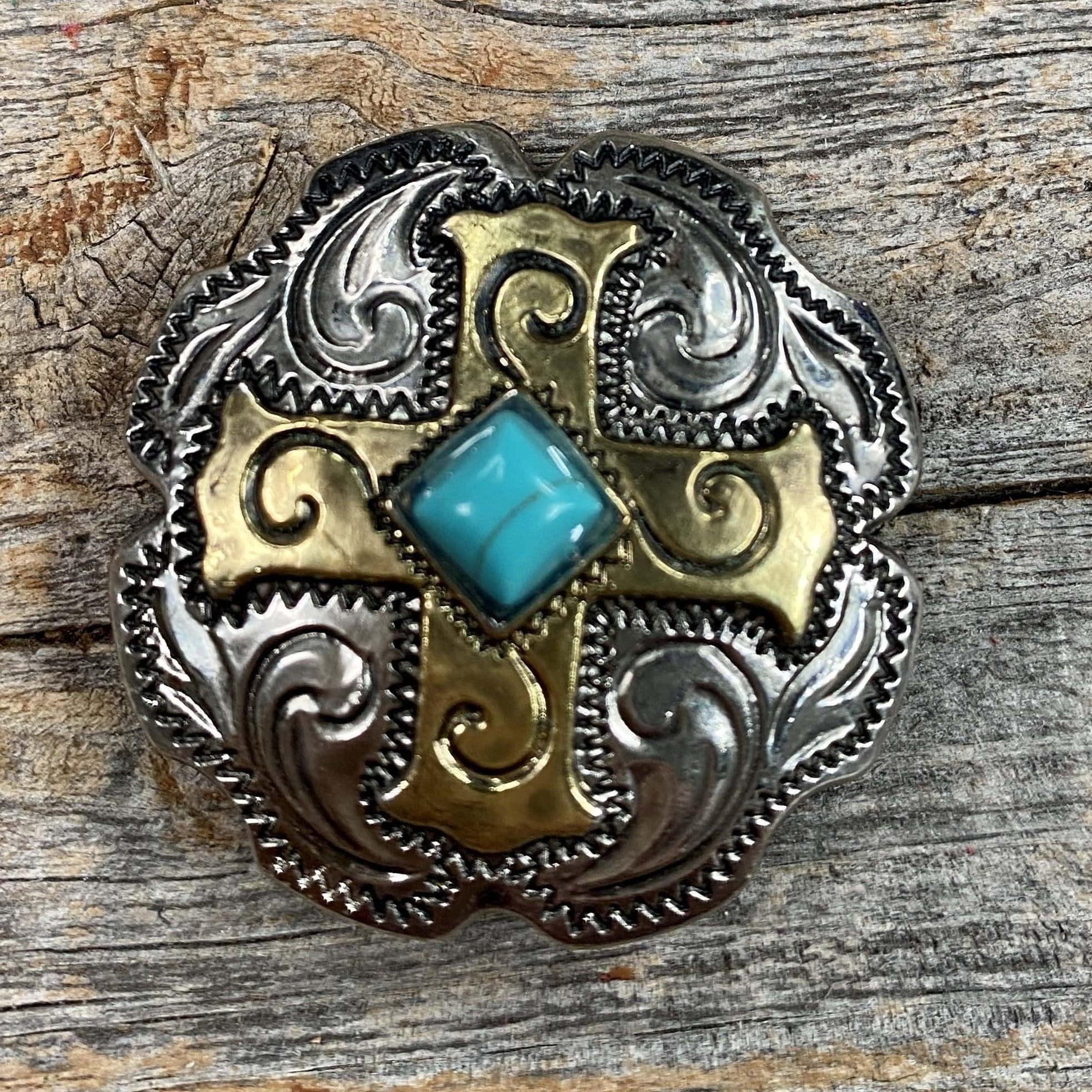 Antique Silver &amp; Gold Concho 1.5" W189L