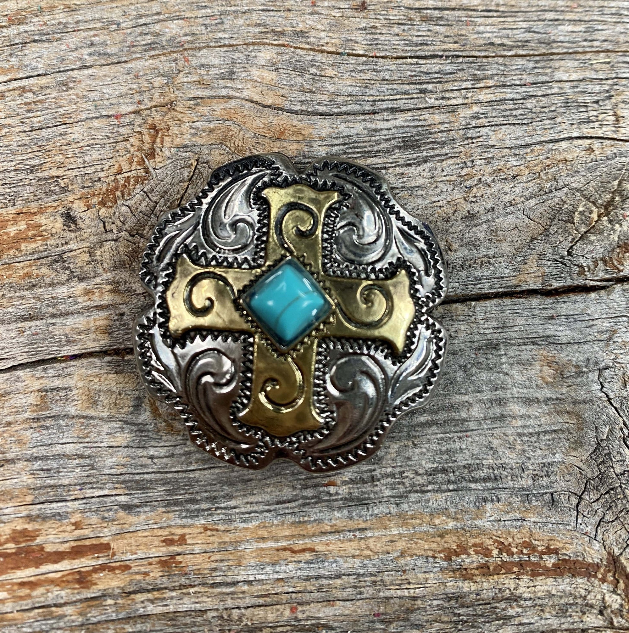 Antique Silver &amp; Gold Concho 1" W189S
