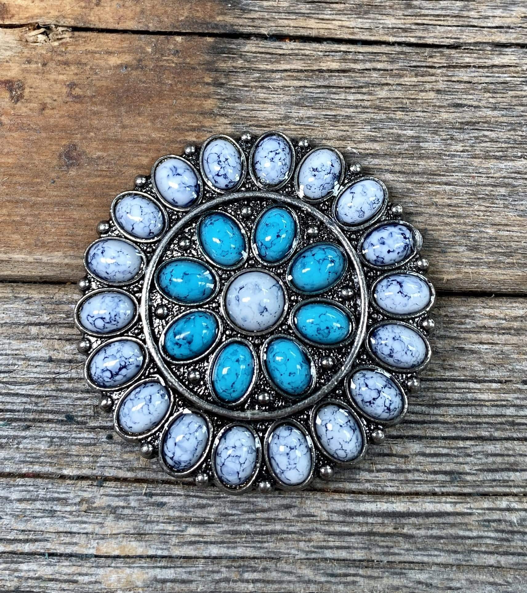 Blue &amp; White Turquoise Concho 1.5" W212