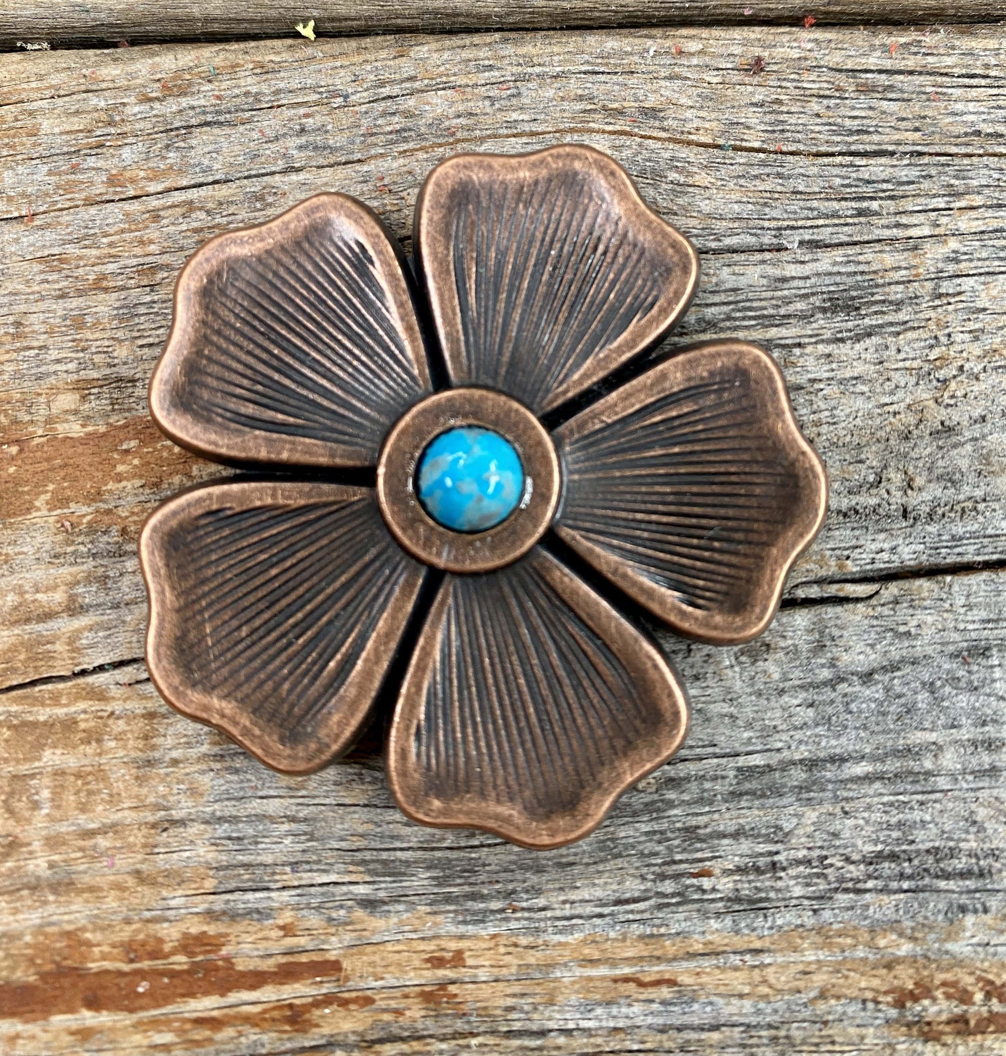 Copper Flower Turquoise Concho 1.5"  W111S