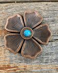 Copper Flower Turquoise Concho 1.5"  W111S