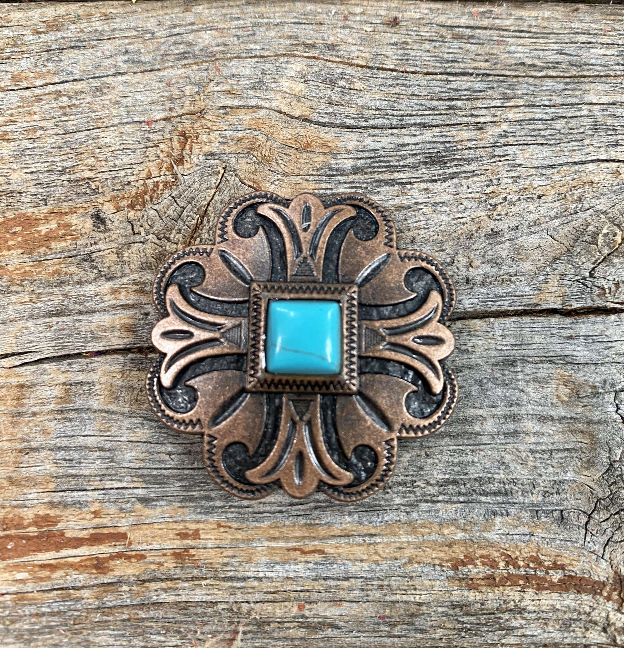 Copper Turquoise Concho 1" W141S