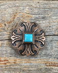 Copper Turquoise Concho 1" W141S