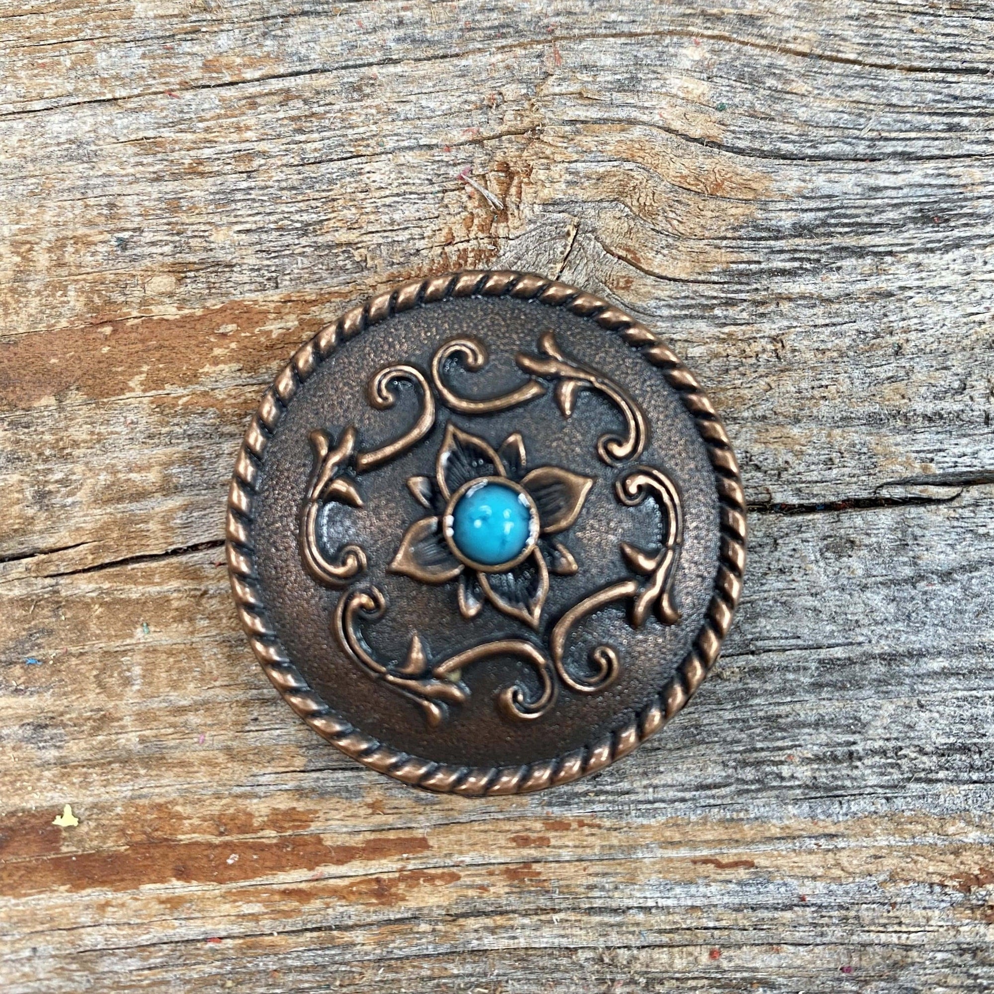 Copper Turquoise Concho 1" W180S