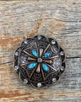 Copper Turquoise & Crystal Concho 1.5"  W138L