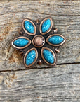 Copper Turquoise Flower 1" W207S