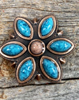 Copper Turquoise Flower 1.5"  W207L