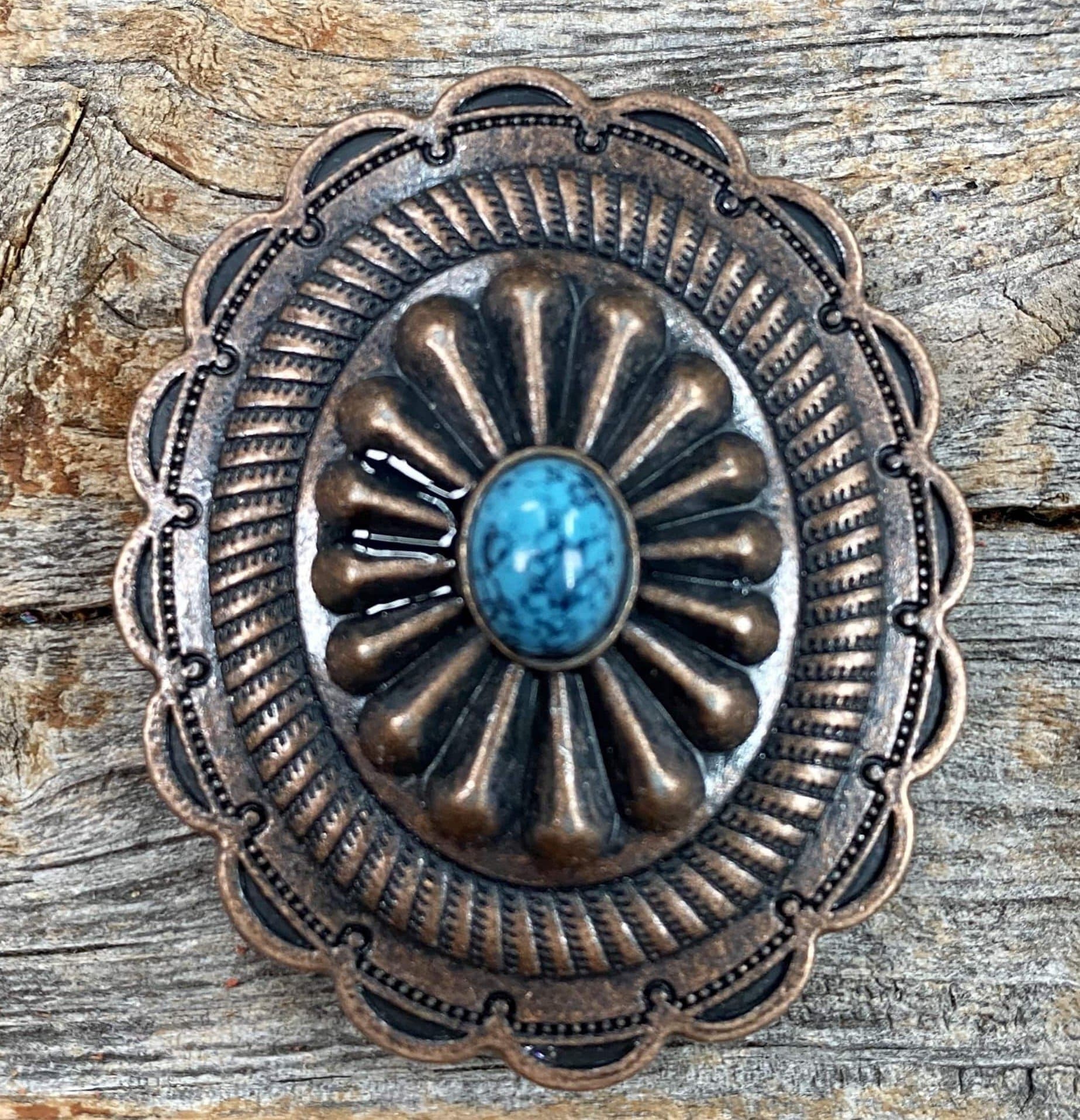 Copper Turquoise Oval Concho 1.75" W179L