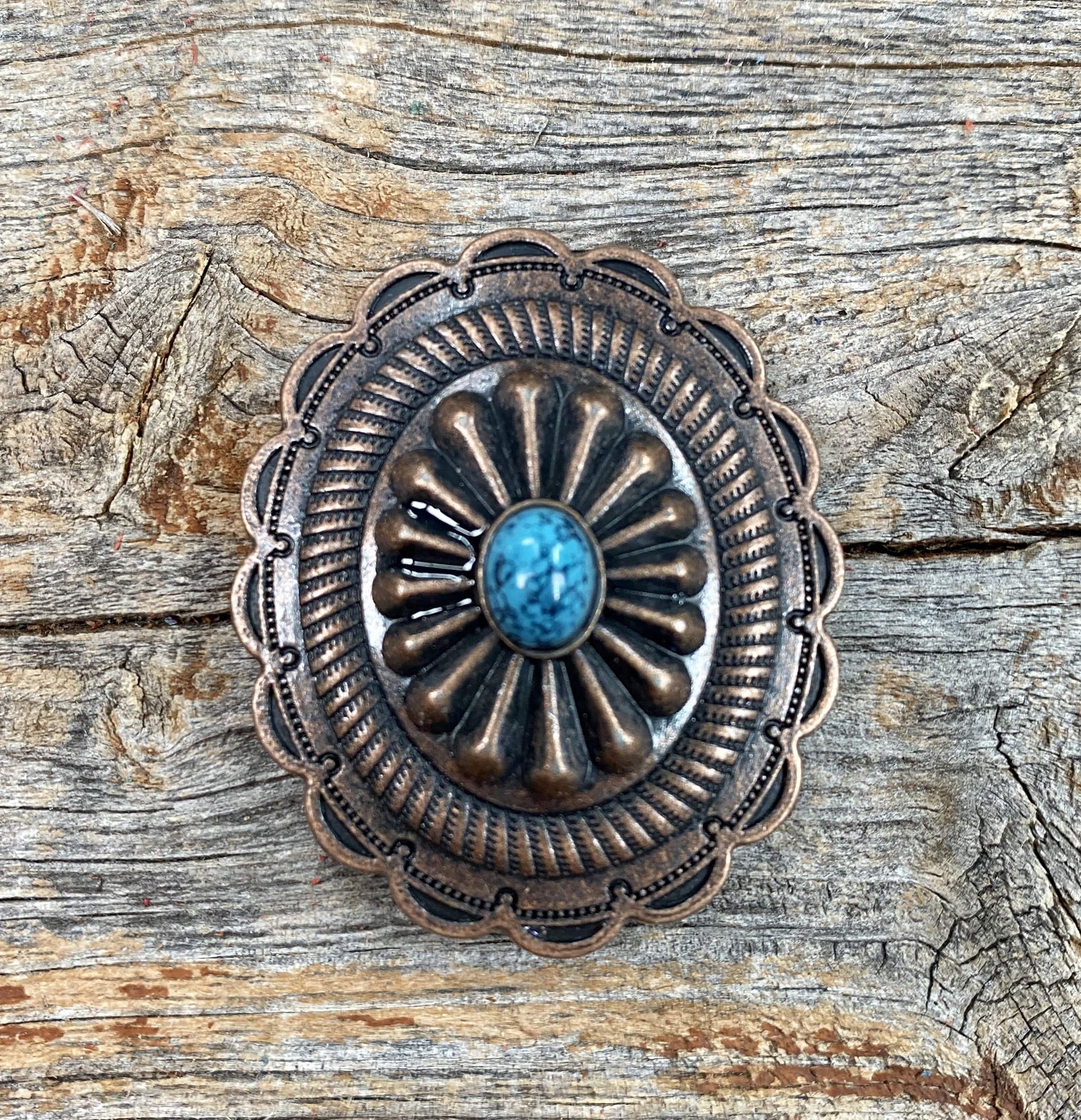 Copper Turquoise Oval Concho 3/4” W179S