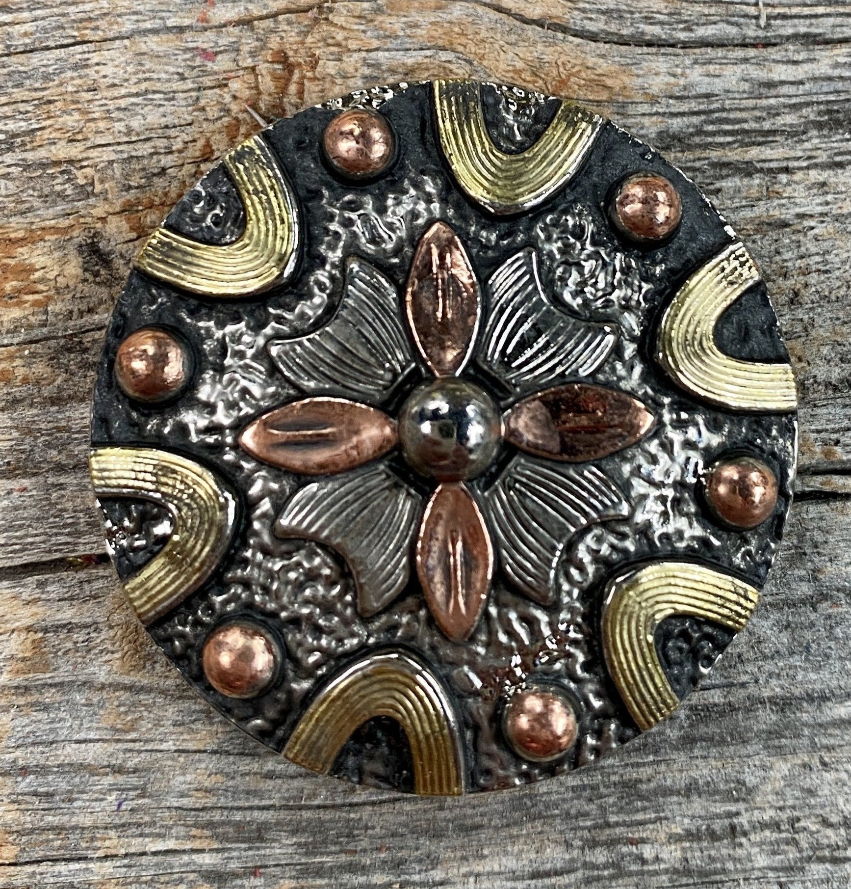 Floral Dots Antique Silver Western Concho 1.5" W147L