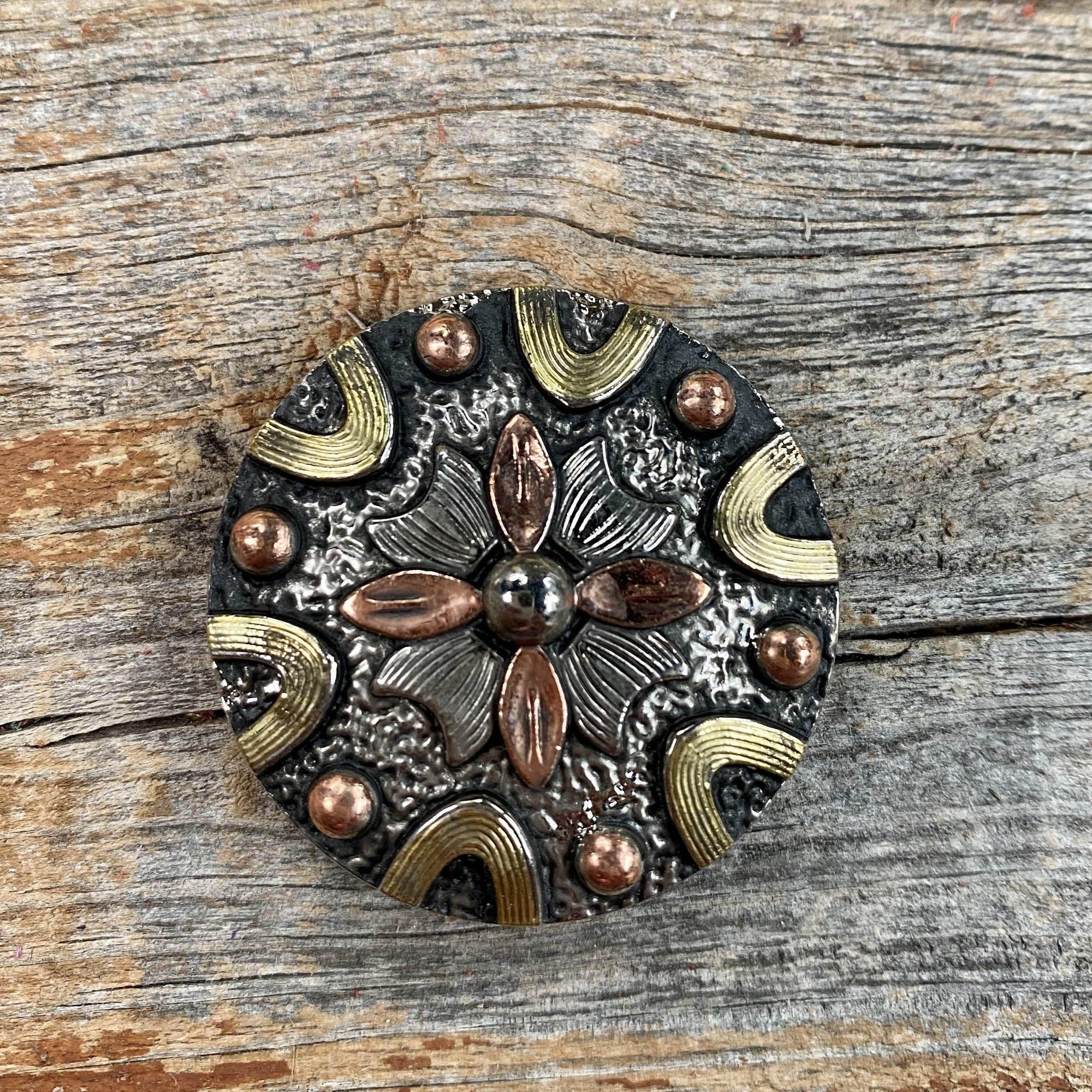 Floral Dots Antique Silver Western Concho 1" W147S