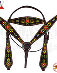Western Horse Headstall Breast Collar Set American Leather Brown Hilason