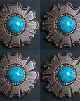 Western Screw Back Concho 1.5 In. Turquoise Stone Floral Saddle Cowgirl