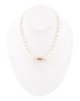 White Pearl Golden Beaded Strand Necklace
