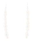 White Pearl Linear Sterling Silver Drop Earrings