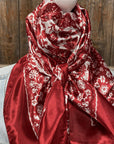 35x35"  Red & Cream Paisley Wild Rag / Scarf WR143