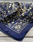 35X35"  Royal Blue & Cream Paisley Wild Rag / Scarf WR144