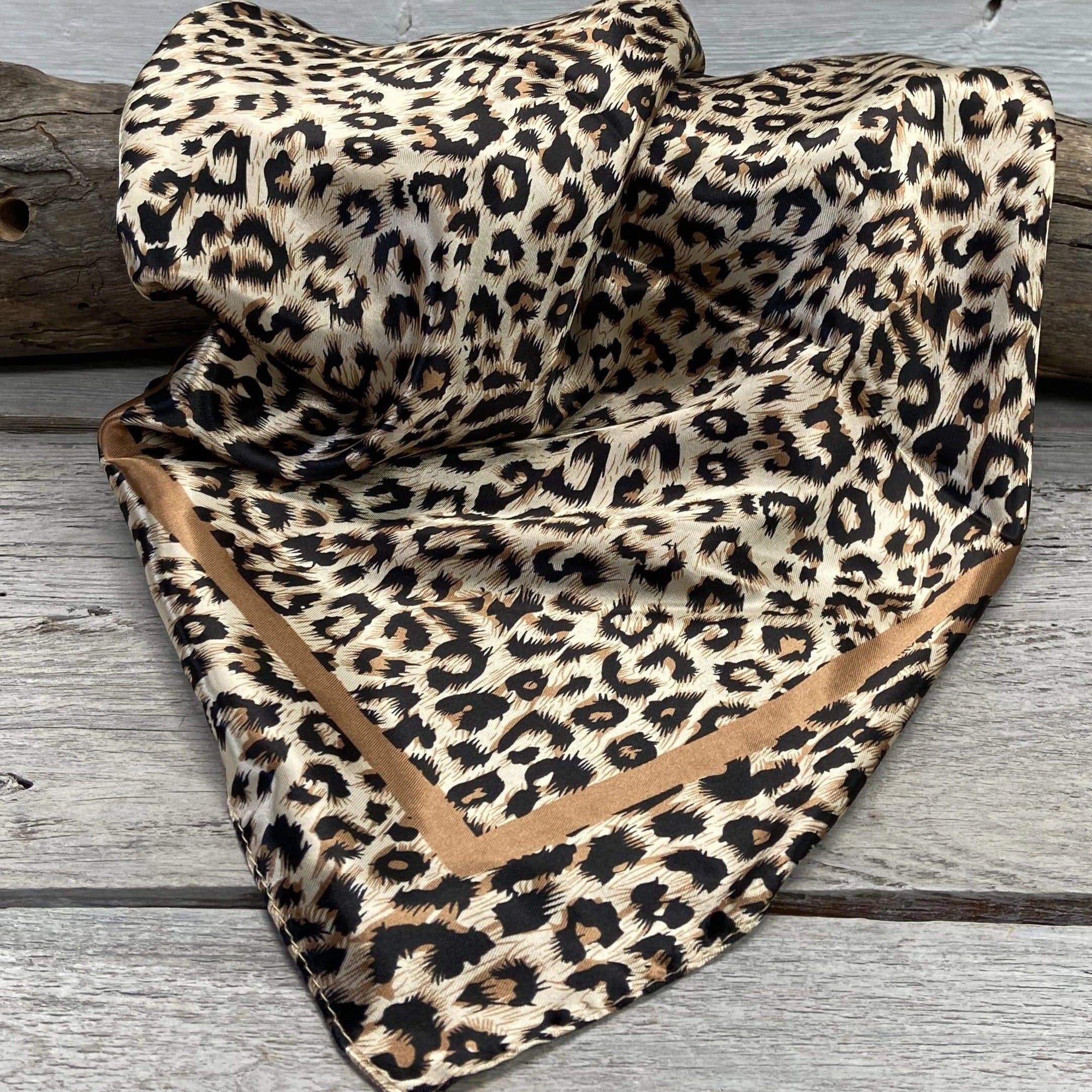 35X35"  Tan Leopard Wild Rag / Scarf WR168