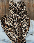 35X35"  Tan Leopard Wild Rag / Scarf WR168