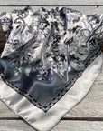 35X35"  Silver & White Paisley Wild Rag / Scarf WR172