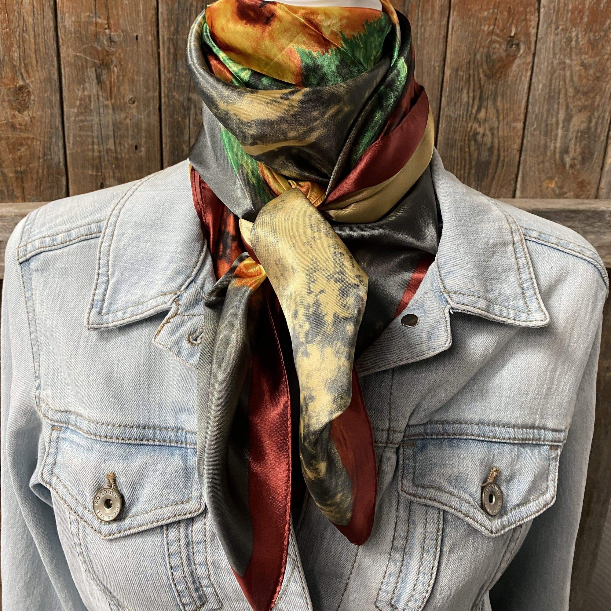 35X35"  Painted Sunflower Wild Rag /Scarf WR210