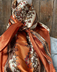 35X35"  Burnt Orange & Tan Wild Rag / Scarf WR2179