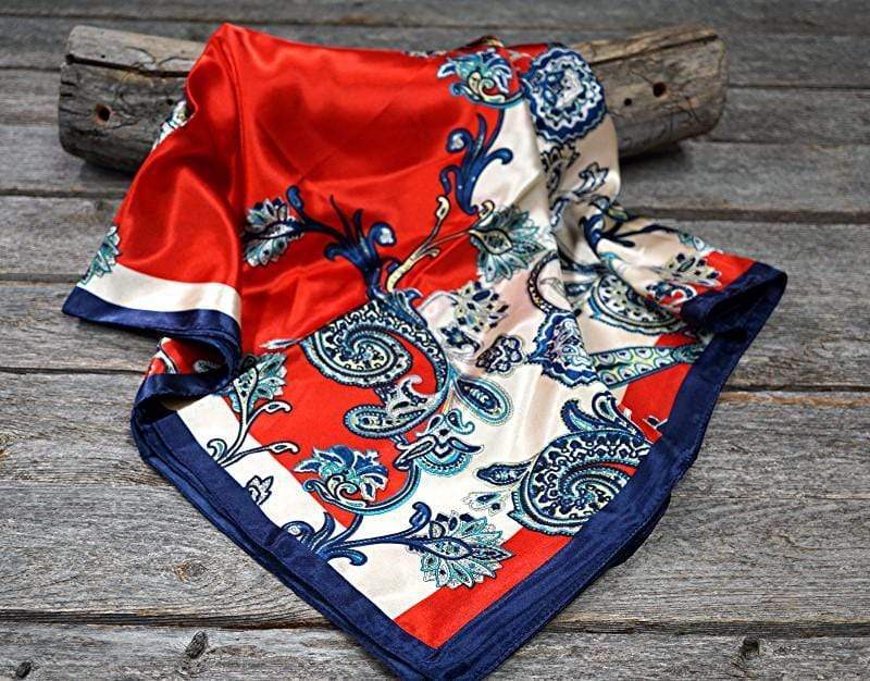 35X35" Red, Navy &amp; Cream Paisley Wild Rag / Scarf WR300