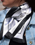 35X35" Black / White Four Leaf Clover Wild Rag / Scarf WR323