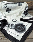 35X35" Black / White Four Leaf Clover Wild Rag / Scarf WR323