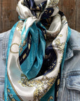 35X35" Ornate Turquoise Wild Rag / Scarf WR326
