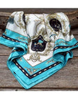 35X35" Ornate Turquoise Wild Rag / Scarf WR326