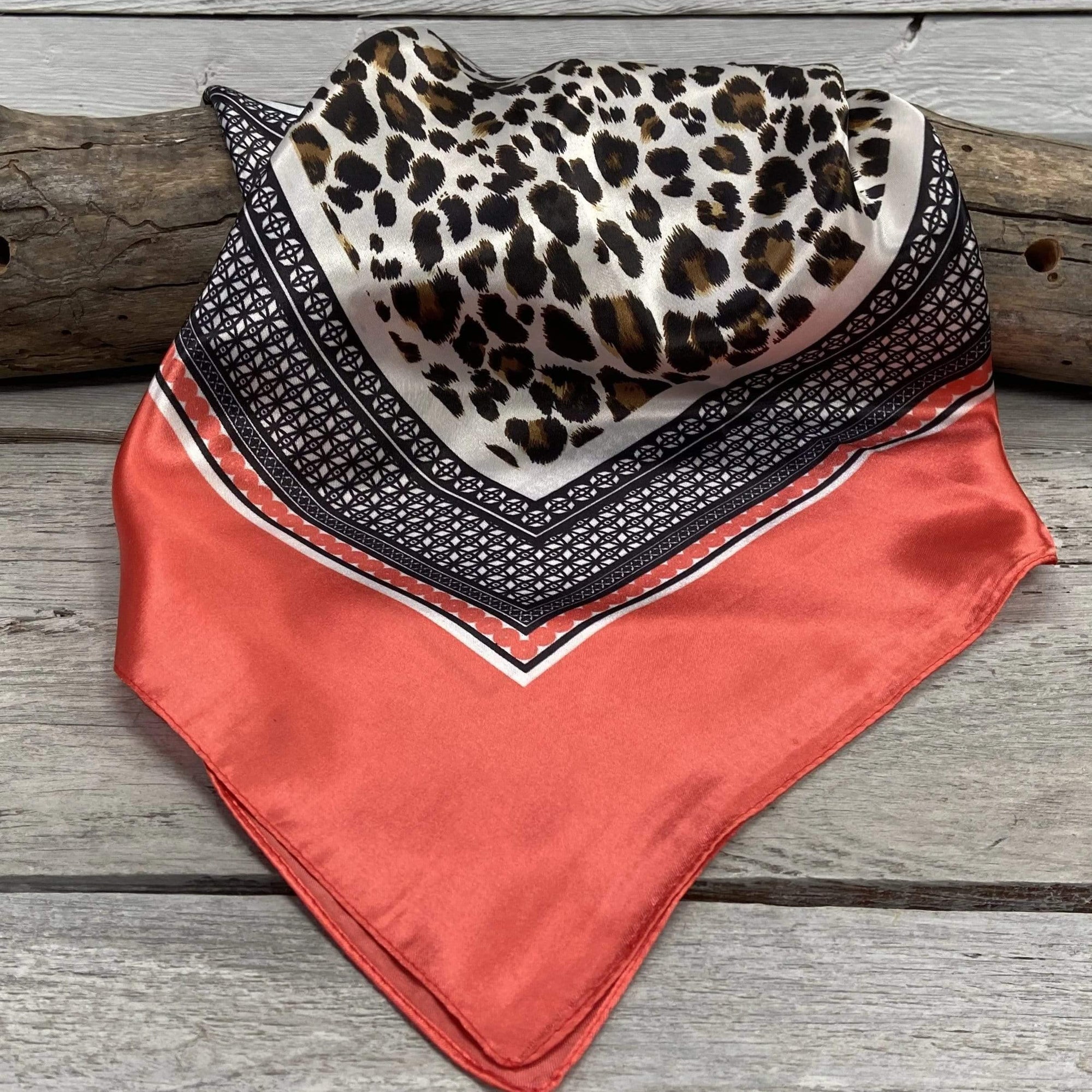 35X35" Coral Leopard Print Wild Rag / Scarf WR396