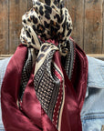 35X35" Wine Leopard Print Wild Rag / Scarf WR397