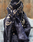 35X35" Blue and Cream Paisley Wild Rag / Scarf WR433