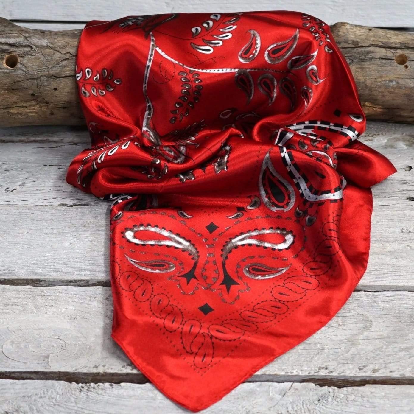 35X35" Red &amp; Black Paisley Wild Rag / Scarf WR434