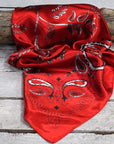 35X35" Red & Black Paisley Wild Rag / Scarf WR434
