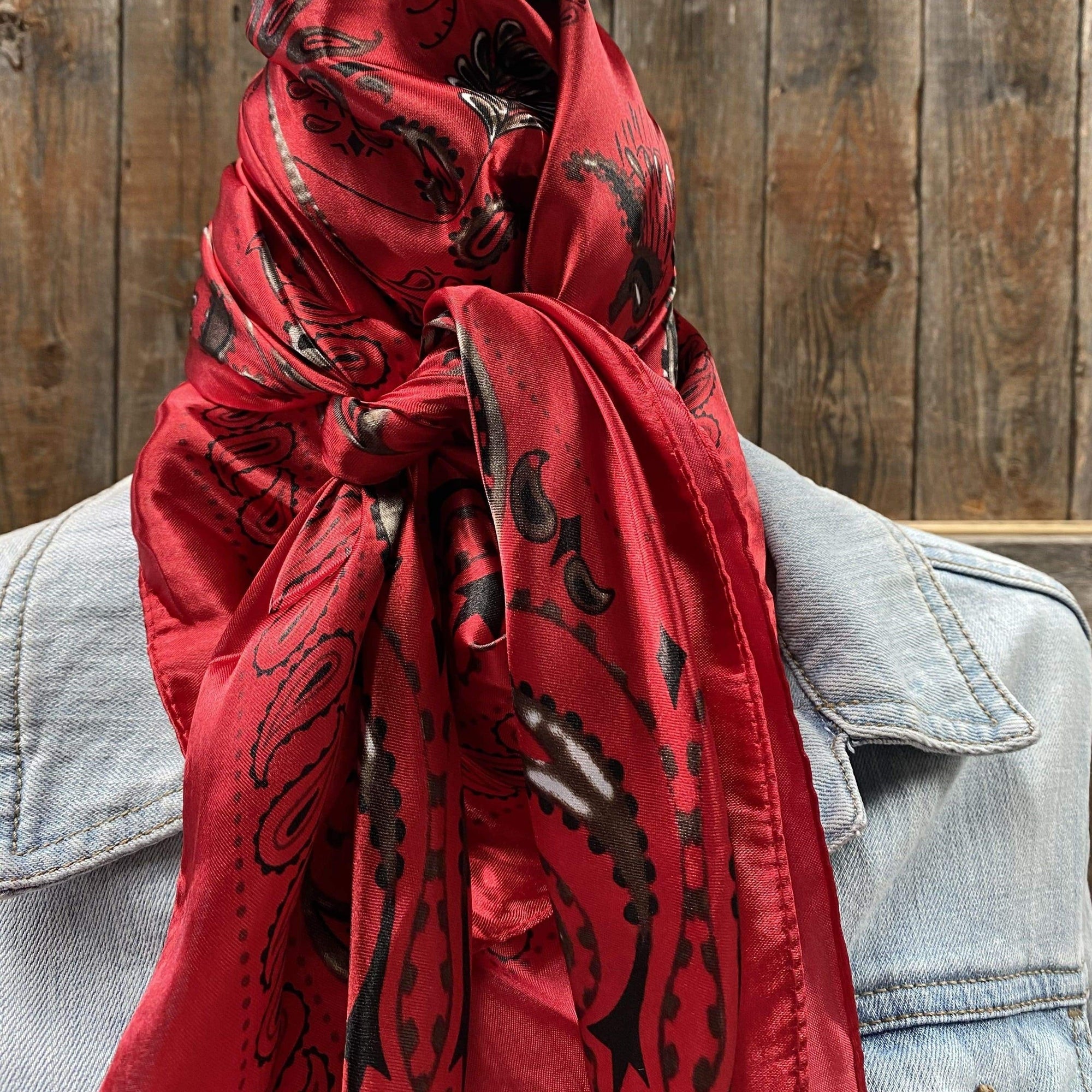 35X35" Red &amp; Black Paisley Wild Rag / Scarf WR434