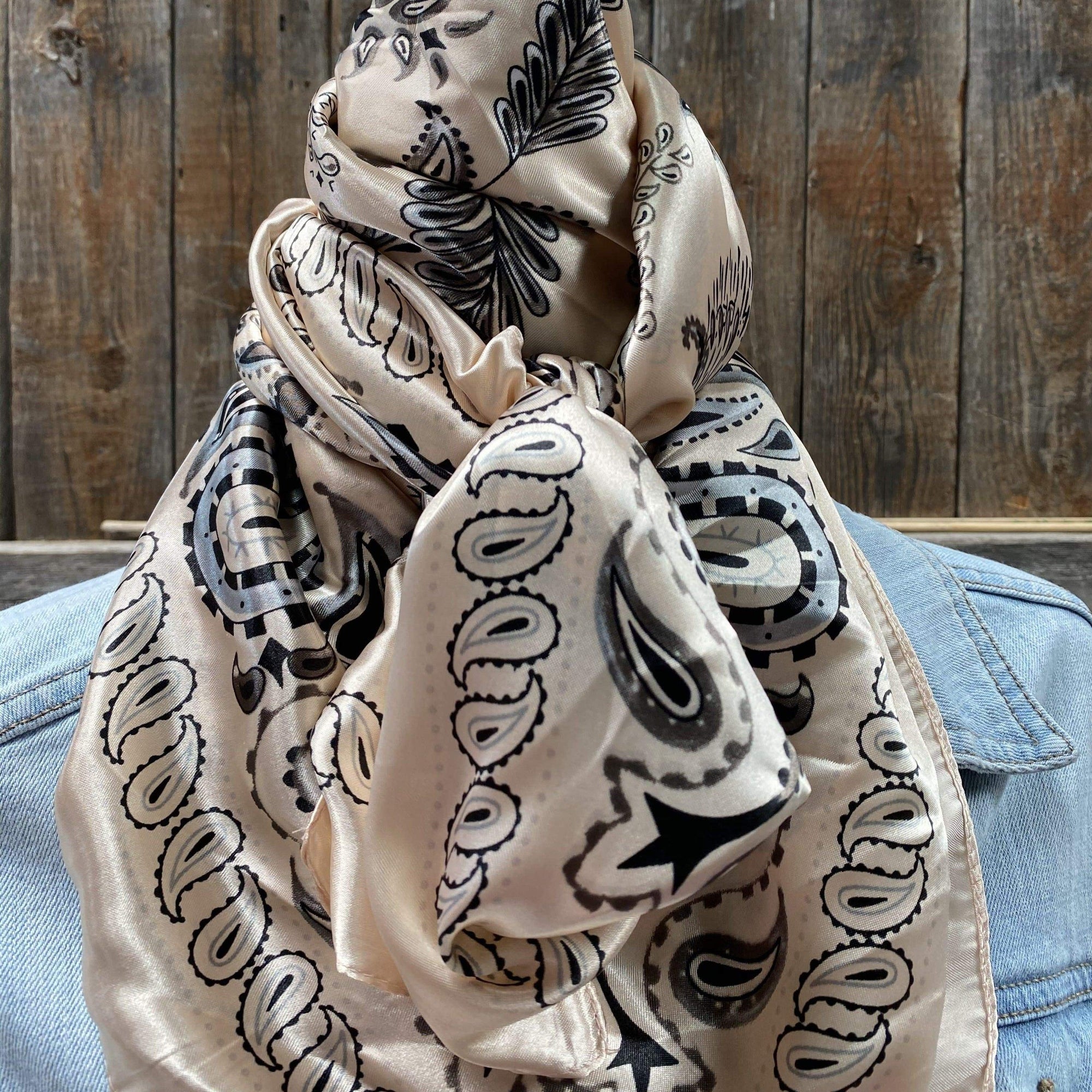 35X35" Pink &amp; Silver Paisley Wild Rag / Scarf WR435