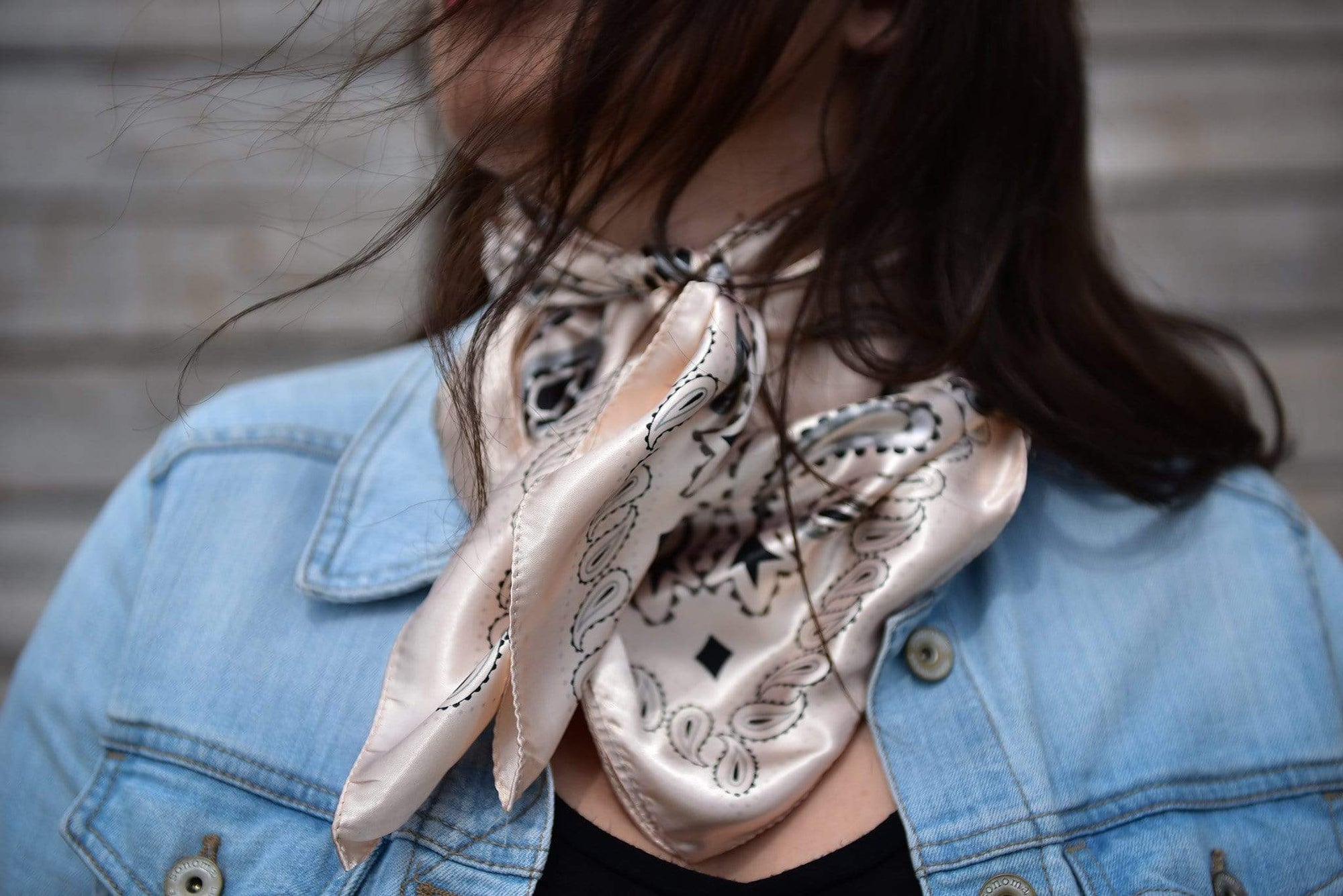 35X35" Pink &amp; Silver Paisley Wild Rag / Scarf WR435