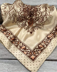 35X35" Tan/Brown Polka Dot & Paisley Wild Rag / Scarf WR445