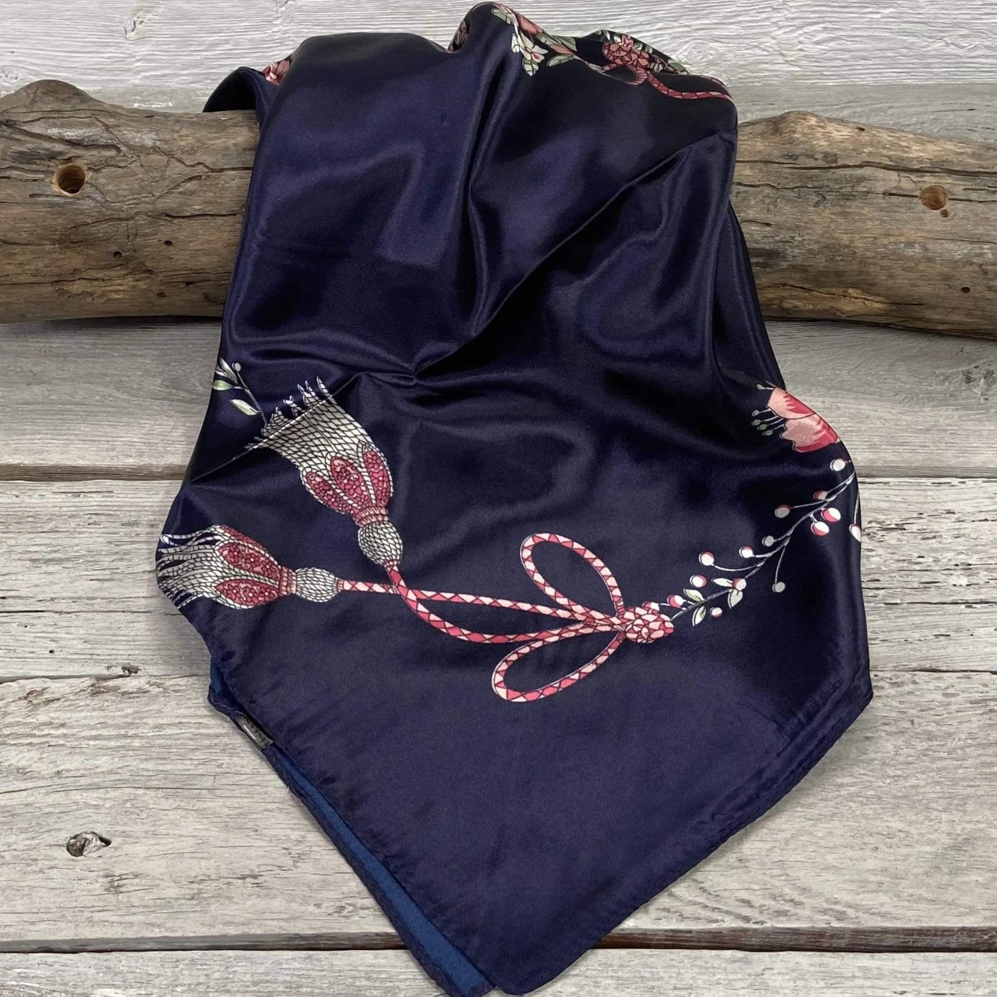 35X35" Rose Buds &amp; Tassels Wild Rag / Scarf WR51