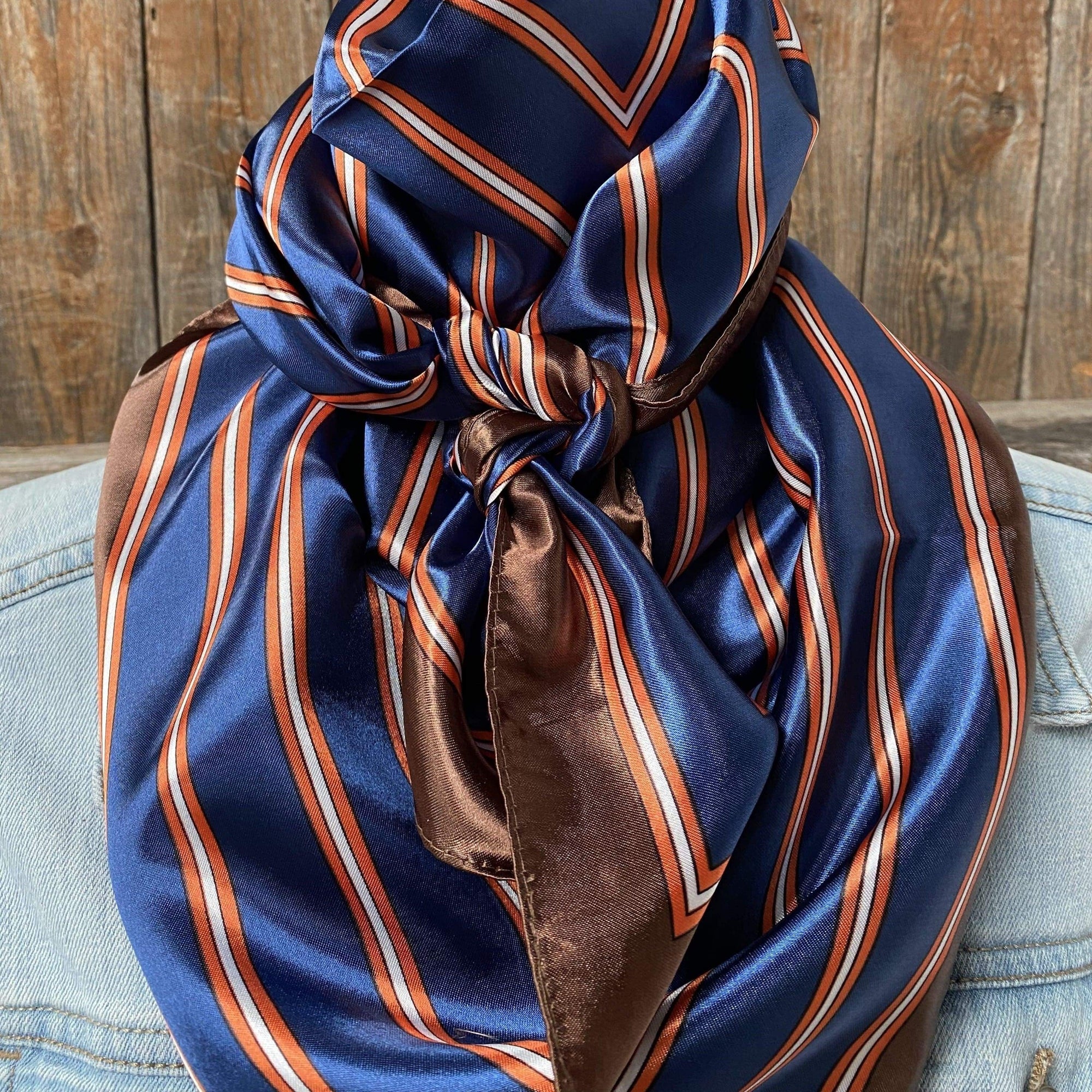 35X35" Orange and Blue Stripes Wild Rag / Scarf WR547