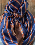 35X35" Orange and Blue Stripes Wild Rag / Scarf WR547
