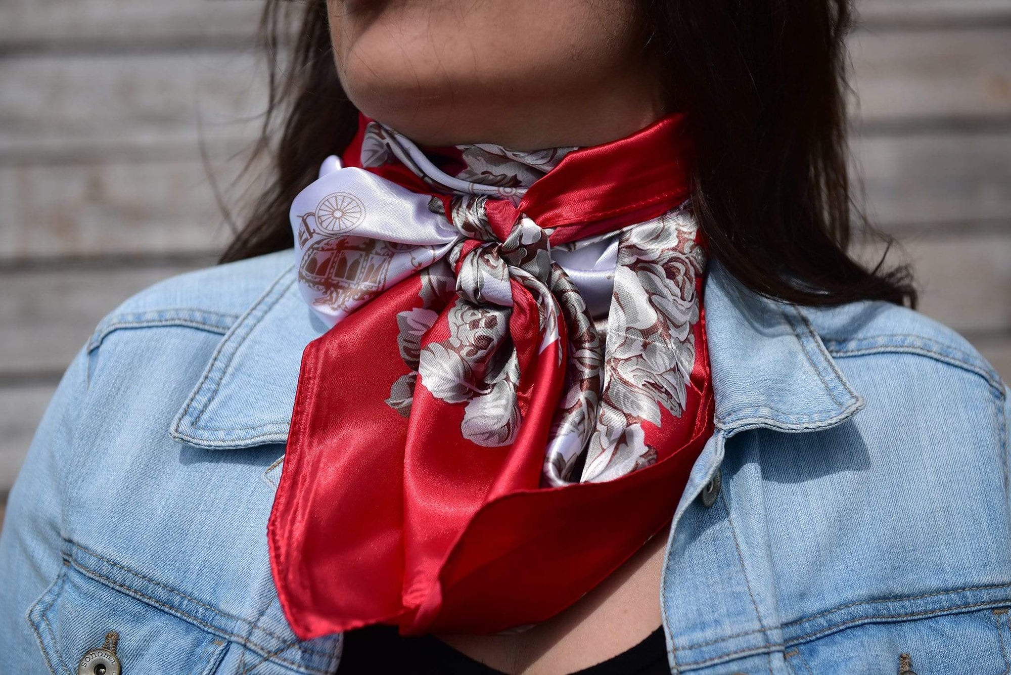 35X35"  Red &amp; Wine Floral Wild Rag / Scarf WR592