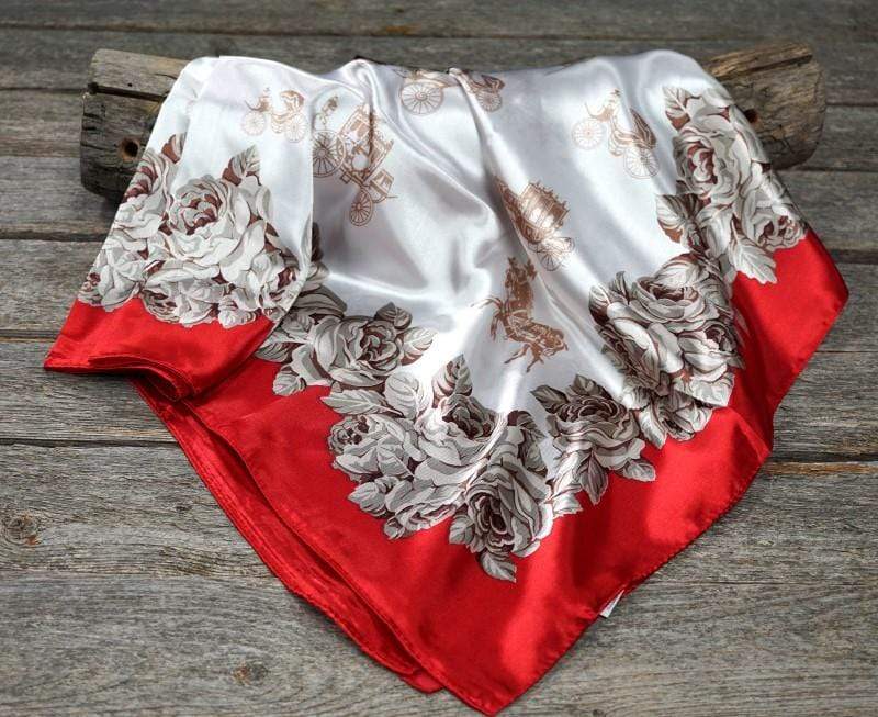 35X35"  Red &amp; Wine Floral Wild Rag / Scarf WR592