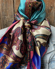35X35"  Electric Turquoise Paisley Wild Rag / Scarf WR606