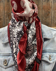 35X35"  Wine Red/Cream Paisley Wild Rag / Scarf WR687